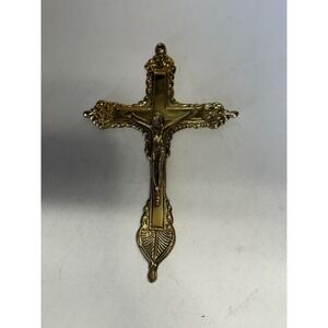 Vintage Ornate Solid Brass Wall Crucifix Baroque Style Catholic Cross